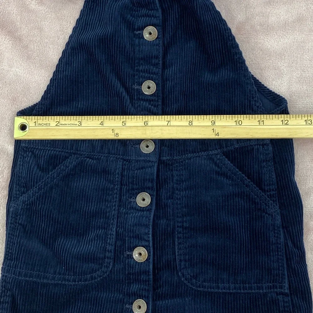 OshKosh Bgosh Dress Girls 6/6X Blue Overall Corduroy Button Front Jumper Dress